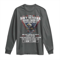 I Am Navy Veteran Long Sleeve Shirt I Served I Sacrificed I have Anger Issues Bald Eagle USA Flag - Wonder Print Shop