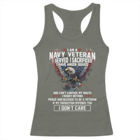 I Am Navy Veteran Racerback Tank Top I Served I Sacrificed I have Anger Issues Bald Eagle USA Flag - Wonder Print Shop