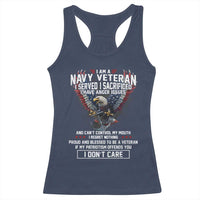 I Am Navy Veteran Racerback Tank Top I Served I Sacrificed I have Anger Issues Bald Eagle USA Flag - Wonder Print Shop