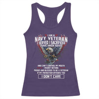 I Am Navy Veteran Racerback Tank Top I Served I Sacrificed I have Anger Issues Bald Eagle USA Flag - Wonder Print Shop