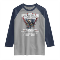 I Am Navy Veteran Raglan Shirt I Served I Sacrificed I have Anger Issues Bald Eagle USA Flag - Wonder Print Shop