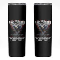I Am Navy Veteran Skinny Tumbler I Served I Sacrificed I have Anger Issues Bald Eagle USA Flag - Wonder Print Shop
