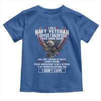 I Am Navy Veteran Toddler T Shirt I Served I Sacrificed I have Anger Issues Bald Eagle USA Flag - Wonder Print Shop