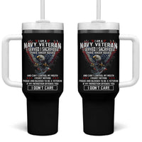 I Am Navy Veteran Tumbler With Handle I Served I Sacrificed I have Anger Issues Bald Eagle USA Flag - Wonder Print Shop