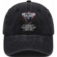I Am Navy Veteran Washed Cotton Baseball Cap I Served I Sacrificed I have Anger Issues Bald Eagle USA Flag