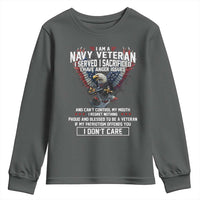 I Am Navy Veteran Youth Sweatshirt I Served I Sacrificed I have Anger Issues Bald Eagle USA Flag - Wonder Print Shop