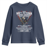I Am Navy Veteran Youth Sweatshirt I Served I Sacrificed I have Anger Issues Bald Eagle USA Flag - Wonder Print Shop