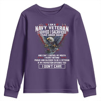 I Am Navy Veteran Youth Sweatshirt I Served I Sacrificed I have Anger Issues Bald Eagle USA Flag - Wonder Print Shop