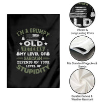 I Am A Grumpy Old Veteran My Level Of Sarcasm Depends On Your Level Of Stupidity Garden Flag - Wonder Print Shop