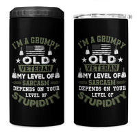 I Am A Grumpy Old Veteran My Level Of Sarcasm Depends On Your Level Of Stupidity 4 in 1 Can Cooler Tumbler - Wonder Print Shop