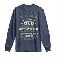 I Am A Grumpy Old Veteran My Level Of Sarcasm Depends On Your Level Of Stupidity Long Sleeve Shirt - Wonder Print Shop