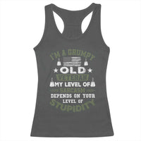 I Am A Grumpy Old Veteran My Level Of Sarcasm Depends On Your Level Of Stupidity Racerback Tank Top - Wonder Print Shop