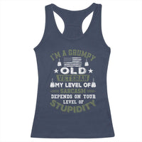 I Am A Grumpy Old Veteran My Level Of Sarcasm Depends On Your Level Of Stupidity Racerback Tank Top - Wonder Print Shop
