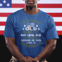 I Am A Grumpy Old Veteran My Level Of Sarcasm Depends On Your Level Of Stupidity T Shirt - Wonder Print Shop