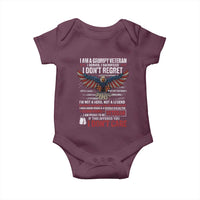I Am A Grumpy Veteran I Served I Sacrificed I Dont Regret Baby Onesie American Flag Bald Eagle - Wonder Print Shop