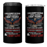 I Am A Grumpy Veteran I Served I Sacrificed I Dont Regret 4 in 1 Can Cooler Tumbler American Flag Bald Eagle - Wonder Print Shop