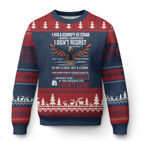 I Am A Grumpy Veteran I Served I Sacrificed I Dont Regret Ugly Christmas Sweater American Flag Bald Eagle - Wonder Print Shop