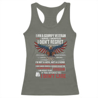 I Am A Grumpy Veteran I Served I Sacrificed I Dont Regret Racerback Tank Top American Flag Bald Eagle - Wonder Print Shop