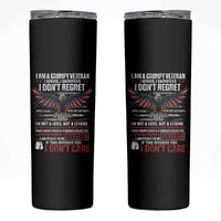 I Am A Grumpy Veteran I Served I Sacrificed I Dont Regret Skinny Tumbler American Flag Bald Eagle - Wonder Print Shop