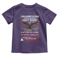 I Am A Grumpy Veteran I Served I Sacrificed I Dont Regret Toddler T Shirt American Flag Bald Eagle - Wonder Print Shop