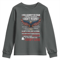 I Am A Grumpy Veteran I Served I Sacrificed I Dont Regret Youth Sweatshirt American Flag Bald Eagle - Wonder Print Shop