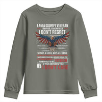 I Am A Grumpy Veteran I Served I Sacrificed I Dont Regret Youth Sweatshirt American Flag Bald Eagle - Wonder Print Shop