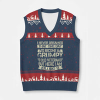 I Never Dreamed That One Day Id Become A Grumpy Old Veteran But Here I Am Killing It V-Neck Knit Sweater Vest - Wonder Print Shop