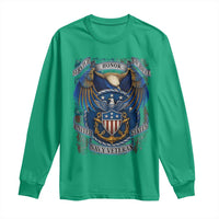 US Navy Veteran Service Honor Sacrifice Long Sleeve Shirt Vintage Bald Eagle American Flag Anchor - Wonder Print Shop