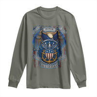 US Navy Veteran Service Honor Sacrifice Long Sleeve Shirt Vintage Bald Eagle American Flag Anchor - Wonder Print Shop