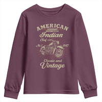 American Legendary Motorcycle Indian Chief Youth Sweatshirt Classic And Vintage Bikers Club - Wonder Print Shop