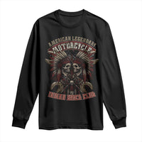 American Legendary Motorcycle Indian Biker Club Long Sleeve Shirt Vintage Native American Skull Chief - Wonder Print Shop