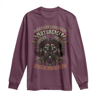 American Legendary Motorcycle Indian Biker Club Long Sleeve Shirt Vintage Native American Skull Chief - Wonder Print Shop