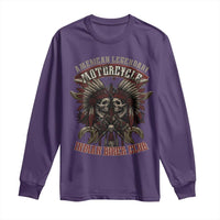 American Legendary Motorcycle Indian Biker Club Long Sleeve Shirt Vintage Native American Skull Chief - Wonder Print Shop