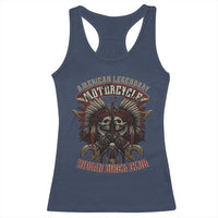American Legendary Motorcycle Indian Biker Club Racerback Tank Top Vintage Native American Skull Chief - Wonder Print Shop