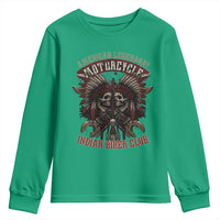 American Legendary Motorcycle Indian Biker Club Youth Sweatshirt Vintage Native American Skull Chief - Wonder Print Shop