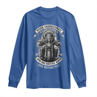 Never Underestimate An Old Man Who Has Native Blood And Motorcycle Long Sleeve Shirt Native American Biker - Wonder Print Shop