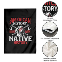 American History Begins With Native History Garden Flag Native American Indigenous Indian Warrior - Wonder Print Shop