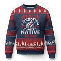 American History Begins With Native History Ugly Christmas Sweater Native American Indigenous Indian Warrior - Wonder Print Shop