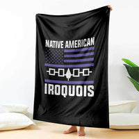 Native American Iroquois Throw Blanket Haudenosaunee Nation Vintage USA Flag - Wonder Print Shop