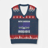 Native American Iroquois V-Neck Knit Sweater Vest Haudenosaunee Nation Vintage USA Flag - Wonder Print Shop