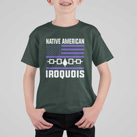 Native American Iroquois T Shirt For Kid Haudenosaunee Nation Vintage USA Flag - Wonder Print Shop