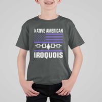 Native American Iroquois T Shirt For Kid Haudenosaunee Nation Vintage USA Flag - Wonder Print Shop