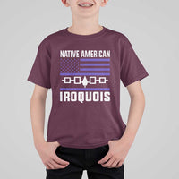 Native American Iroquois T Shirt For Kid Haudenosaunee Nation Vintage USA Flag - Wonder Print Shop