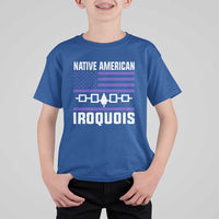 Native American Iroquois T Shirt For Kid Haudenosaunee Nation Vintage USA Flag - Wonder Print Shop