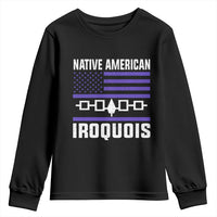 Native American Iroquois Youth Sweatshirt Haudenosaunee Nation Vintage USA Flag - Wonder Print Shop