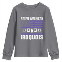 Native American Iroquois Youth Sweatshirt Haudenosaunee Nation Vintage USA Flag - Wonder Print Shop