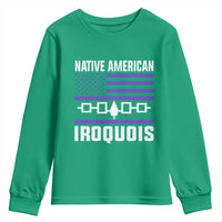 Native American Iroquois Youth Sweatshirt Haudenosaunee Nation Vintage USA Flag - Wonder Print Shop