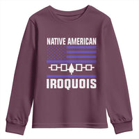 Native American Iroquois Youth Sweatshirt Haudenosaunee Nation Vintage USA Flag - Wonder Print Shop