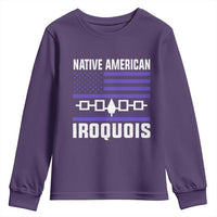 Native American Iroquois Youth Sweatshirt Haudenosaunee Nation Vintage USA Flag - Wonder Print Shop