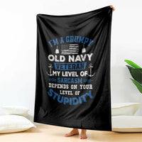 I Am A Grumpy Old Navy Veteran My Level Of Sarcasm Depends On Your Level Of Stupidity Throw Blanket - Wonder Print Shop